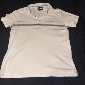 Banana Republic White Polo with Gray Chest Stripes